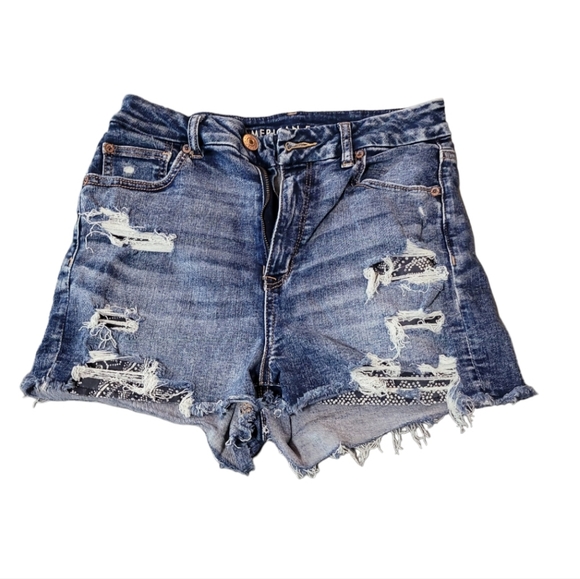 American Eagle Outfitters Pants - American Eagle Distressed Next Level Stretch Curvy High Rise Shortie